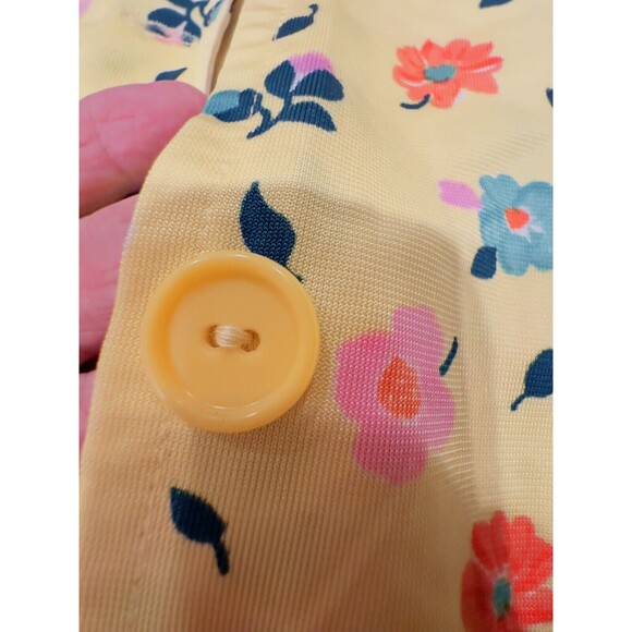 Vintage Collared Top Floral Polyester Button Front 1960s 1970s Hippy Mod M - Picture 6 of 10